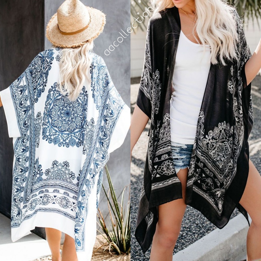 Mandala kimono paisley print scarf beach coverup - Picture 1 of 8